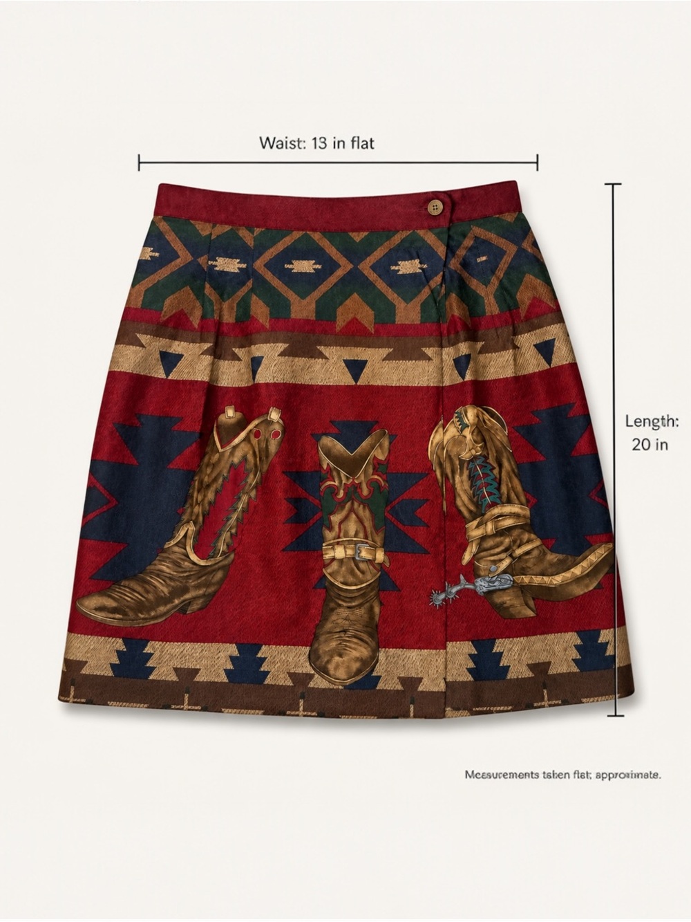 VTG Sharon Young Western Cowboy Boot Southwestern Mini Wrap Skirt Nashville SM - Picture 7 of 10